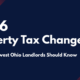 2026 property tax changes graphic with text ‘What Northwest Ohio landlords should know’ on a dark blue background