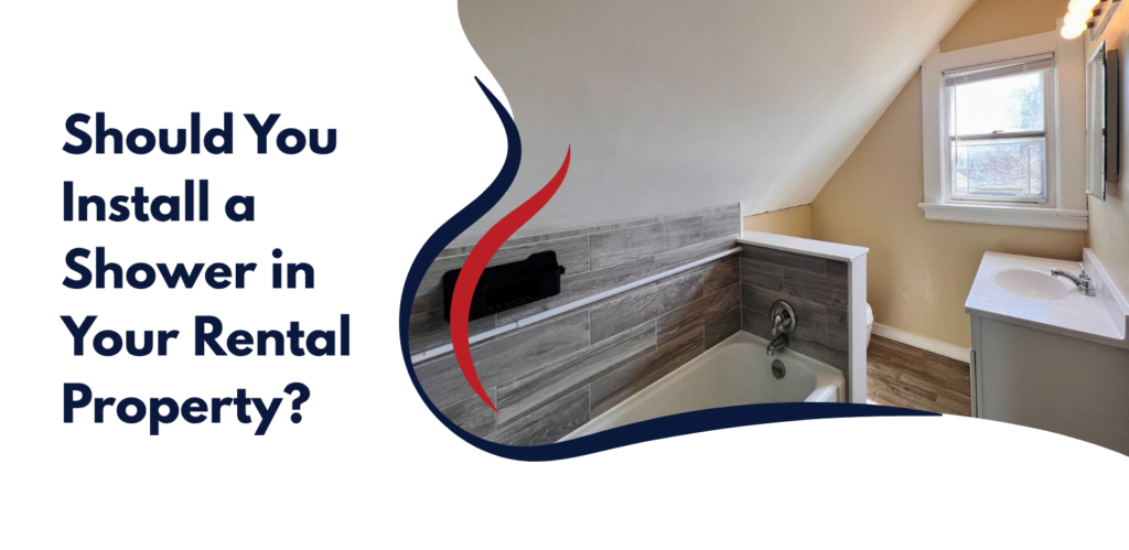 Bathroom in an older rental property with a bathtub and no shower, highlighting considerations for adding a shower.