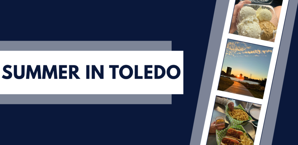 Collage representing summer activities and city life in Toledo, Ohio