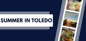 Collage representing summer activities and city life in Toledo, Ohio