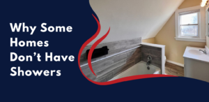 Older home bathroom with a bathtub but no shower, illustrating why some homes may not have showers