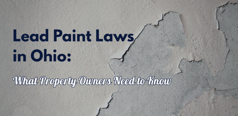Peeling and cracked paint on an older interior wall, used for a blog about lead paint laws and property owner responsibilities in Ohio.