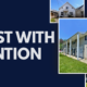 Graphic featuring the words "Invest With Intention" beside a collage of several Buckeye Northwest Realty rental properties, including single-family homes and a small multi-unit building, representing different types of real estate investments.
