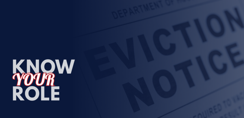 Eviction notice with “Know Your Role” text for Ohio property owners considering eviction.
