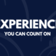 Graphic displaying the phrase "Experience You Can Count On" in bold white text on a navy background with subtle Buckeye Northwest Realty logo elements, representing trusted vendor relationships and experienced property management.