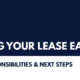Navy and white graphic reading “Ending Your Lease Early” with the subtitle “Fees, Responsibilities & Next Steps.”